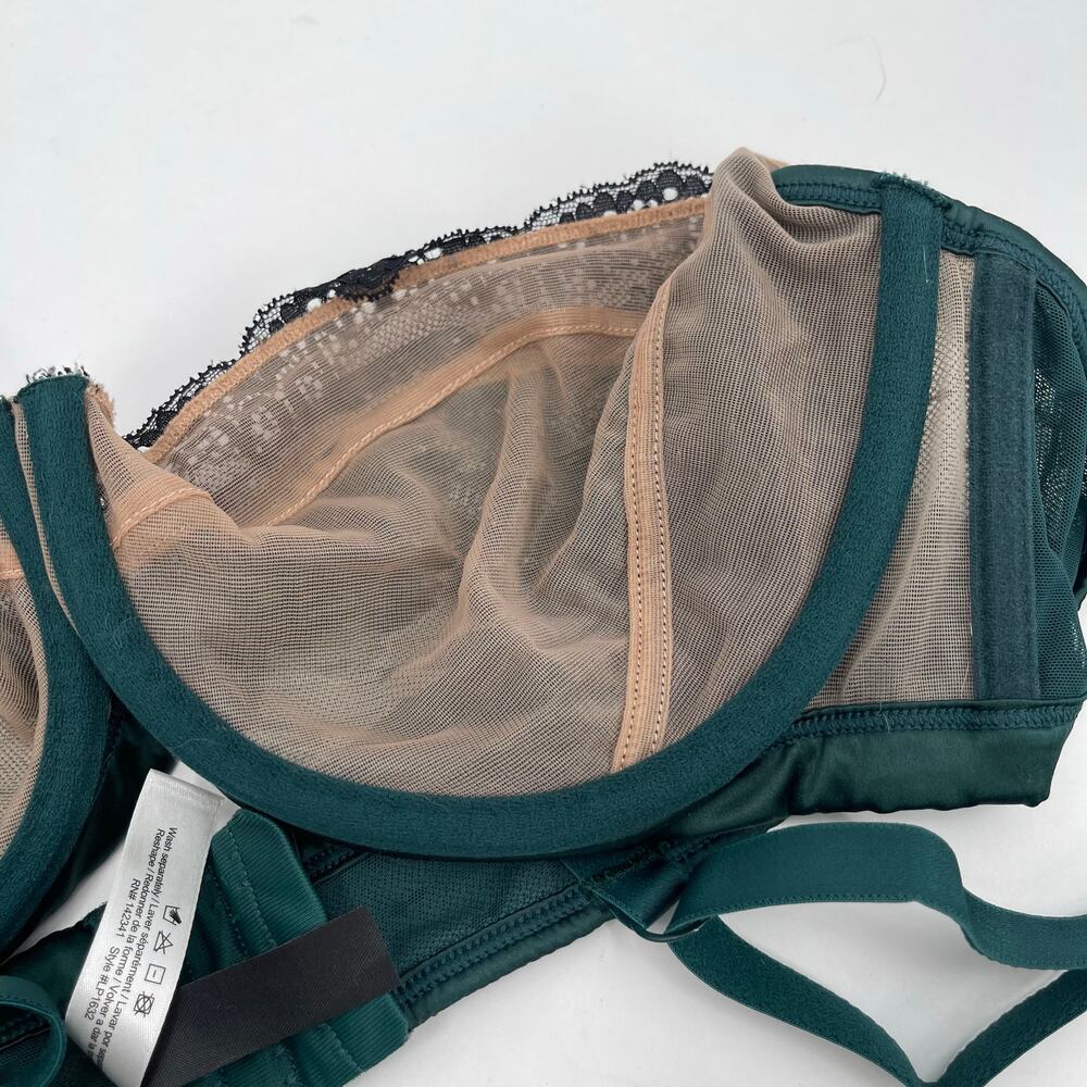 ADORE ME Bra Size 42C Teal Black Mesh Lace Curvy Adjustable Straps Intimates - Picture 14 of 15